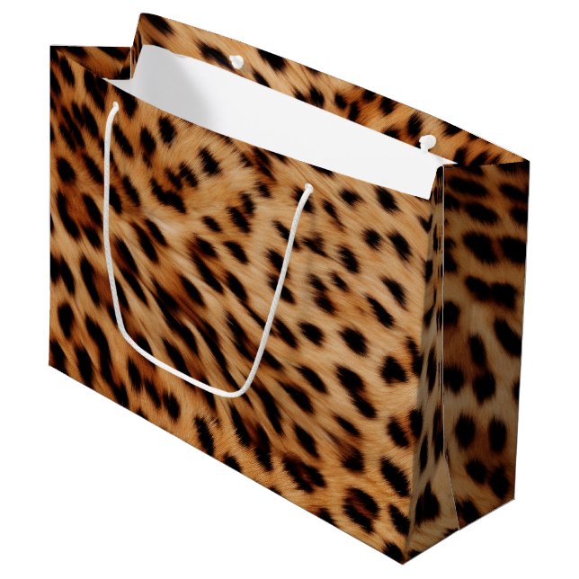 Sacola Para Presentes Grande Cream Brown Leopardo Print (Frente inclinada)