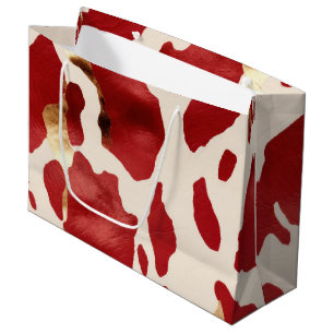 Sacola Para Presentes Grande Cream Red Dourado Western Cowhide Howdy