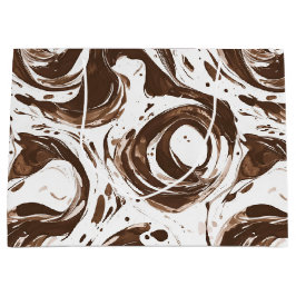 Sacola Para Presentes Grande Creamy Brown Chocolate Swirls Aniversário