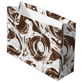 Sacola Para Presentes Grande Creamy Brown Chocolate Swirls Aniversário