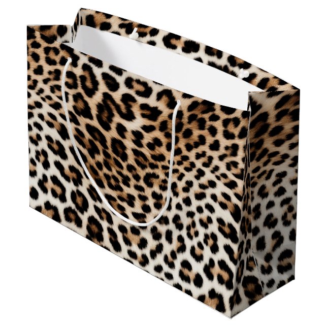 Sacola Para Presentes Grande Creme Black Leopardo Print (Verso inclinado)