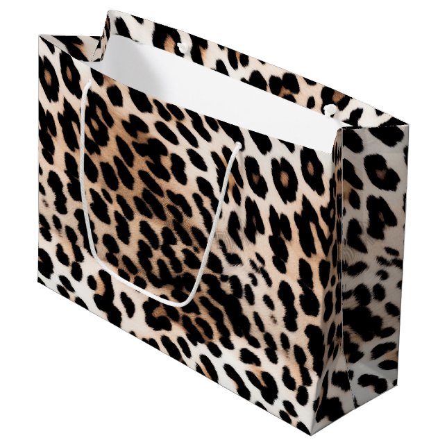Sacola Para Presentes Grande Creme Black Lepard (Frente inclinada)