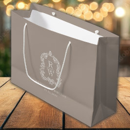Sacola Para Presentes Grande Crest Monograma Bege Casamento