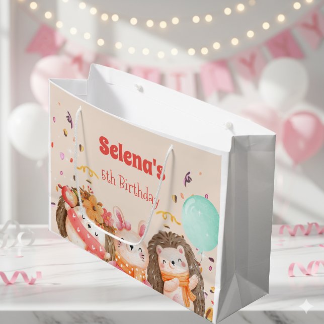 Sacola Para Presentes Grande Criança de animais da floresta aquática (Criador carregado)