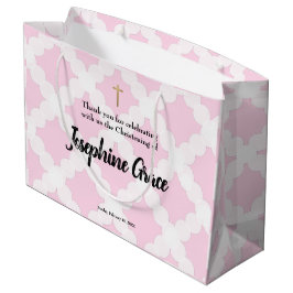 Sacola Para Presentes Grande Criança Dourada Rosa Personalizada
