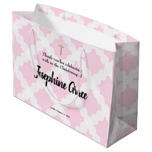 Sacola Para Presentes Grande Criança Dourada Rosa Personalizada