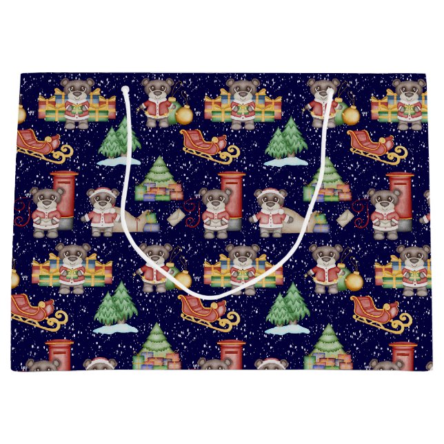 Sacola Para Presentes Grande Crianças Bebidas Festivas Festivas Cuecas de Natal (Frente)