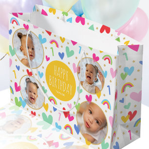 Sacola Para Presentes Grande Crianças Bonitas primeiro aniversario Arco-Íris Fo
