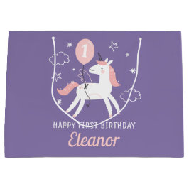 Sacola Para Presentes Grande Crianças Cute Unicórnio Personalizado Aniversário