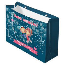 Sacola Para Presentes Grande Crianças de patinação | Nome personalizado Natal