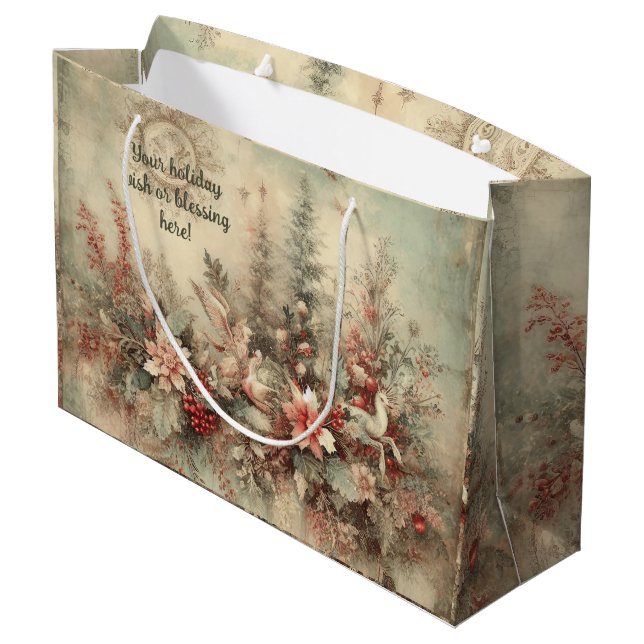 Sacola Para Presentes Grande Crie As Suas Próprias Aves De Natal Vitorianas (Verso inclinado)