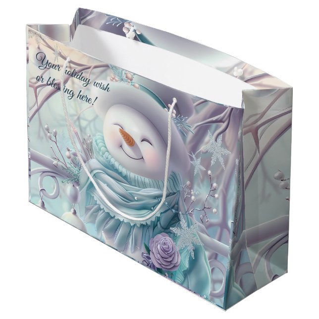 Sacola Para Presentes Grande Crie seu boneco de Natal (Verso inclinado)