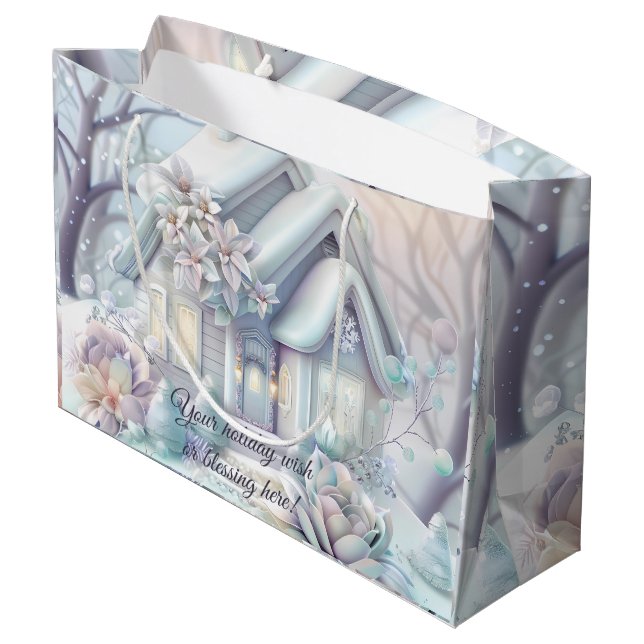 Sacola Para Presentes Grande Crie Seu Casamento De Natal Pastel (Verso inclinado)