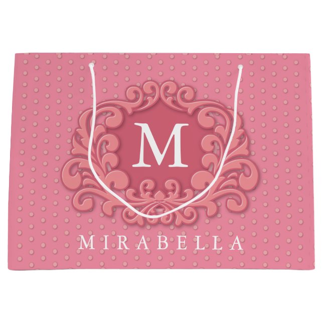 Sacola Para Presentes Grande Crie seu próprio monograma moderno e elegante (Frente)