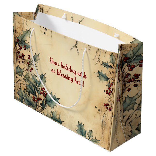 Sacola Para Presentes Grande Crie seu próprio pergaminho vermelho de mangueira (Verso inclinado)