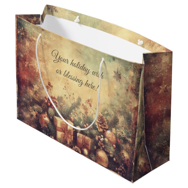 Sacola Para Presentes Grande Crie seu próprio Romântico presente e pino de Nata (Verso inclinado)