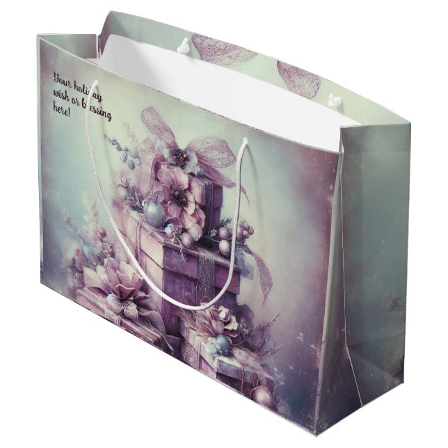 Sacola Para Presentes Grande Crie seu próprio romeno rosa e roxo presente (Verso inclinado)