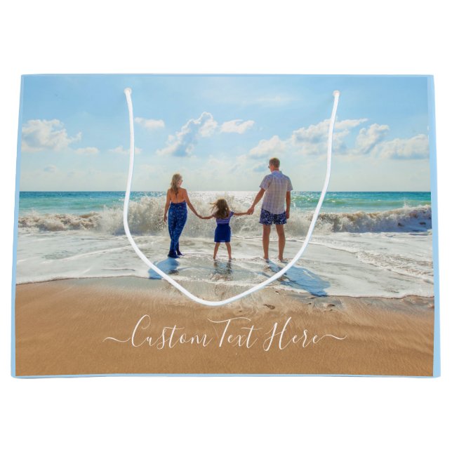 Sacola Para Presentes Grande Crie sua própria bolsa de presente com foto e text (Frente)