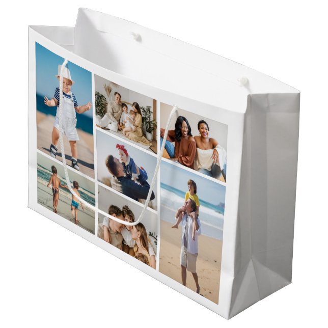 Sacola Para Presentes Grande Crie sua própria colagem de fotos 7 (Frente inclinada)