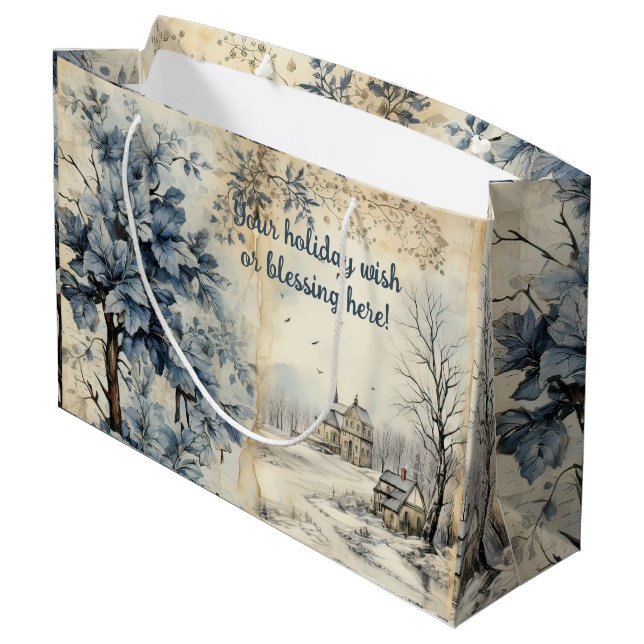 Sacola Para Presentes Grande Crie sua vila de inverno na sua própria casa (Verso inclinado)