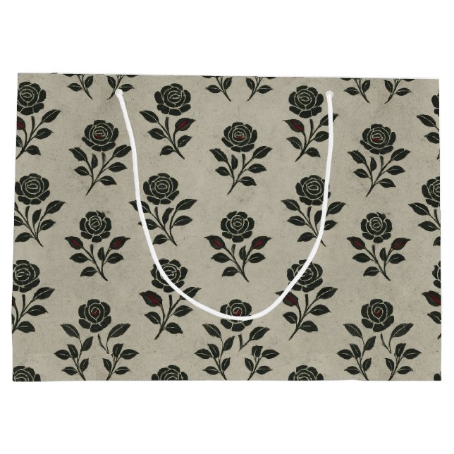 Sacola Para Presentes Grande Crimson Nocturne Bloom Victorian (Verso)