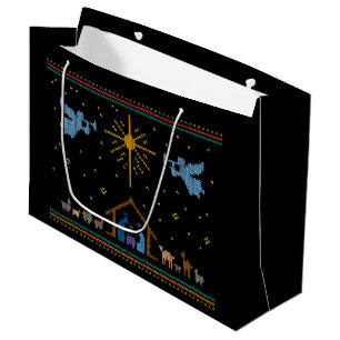 Sacola Para Presentes Grande Cristão de Suor de Natal Feio e Natividade
