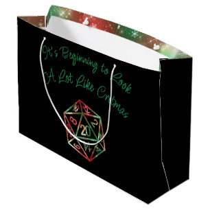 Sacola Para Presentes Grande Critérios RPG XMAS Fantasy Tabletop Gamer Dice