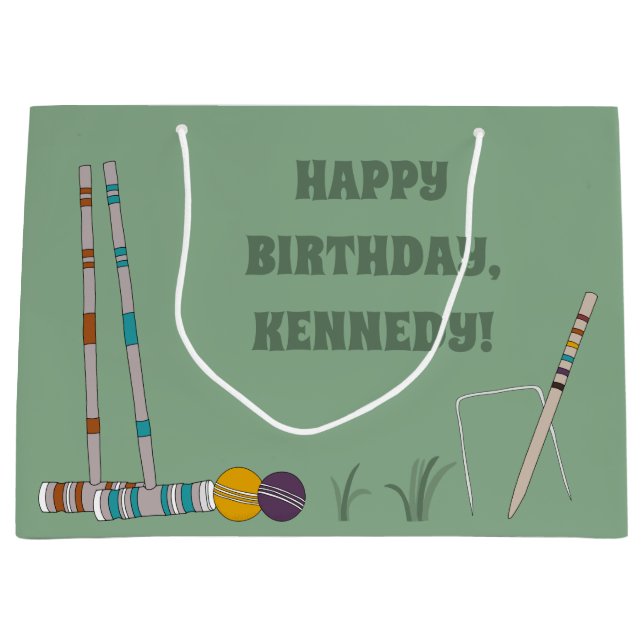 Sacola Para Presentes Grande Croquet Set, Jade Green, Personalizado (Frente)