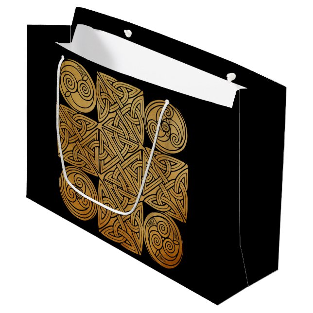 Sacola Para Presentes Grande Cruz Céltica de Knotwork (Frente inclinada)