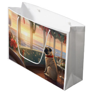 Sacola Para Presentes Grande Cruzeiro de Natal Pug: Delícia de Férias Incrível