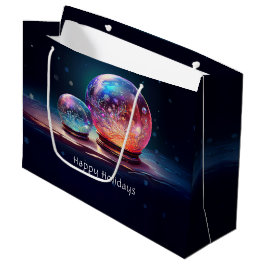 Sacola Para Presentes Grande Crystal Snowballs Christmas Holiday Gift Bag