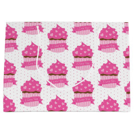 SACOLA PARA PRESENTES GRANDE CUPCAKES DE DIA DE OS NAMORADOS DE TINTA CUTA