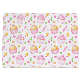 Sacola Para Presentes Grande Cupcakes DE DIA DE OS NAMORADOS PINK E AMARELO