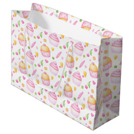 Sacola Para Presentes Grande Cupcakes DE DIA DE OS NAMORADOS PINK E AMARELO