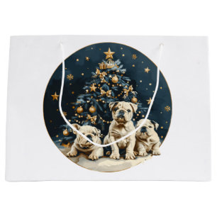 Sacola Para Presentes Grande Cuppies de Cachorro Inglês da Árvore de Natal
