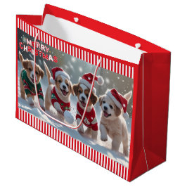 Sacola Para Presentes Grande Cuppies de Natal em Suéteres Brincando de Neve