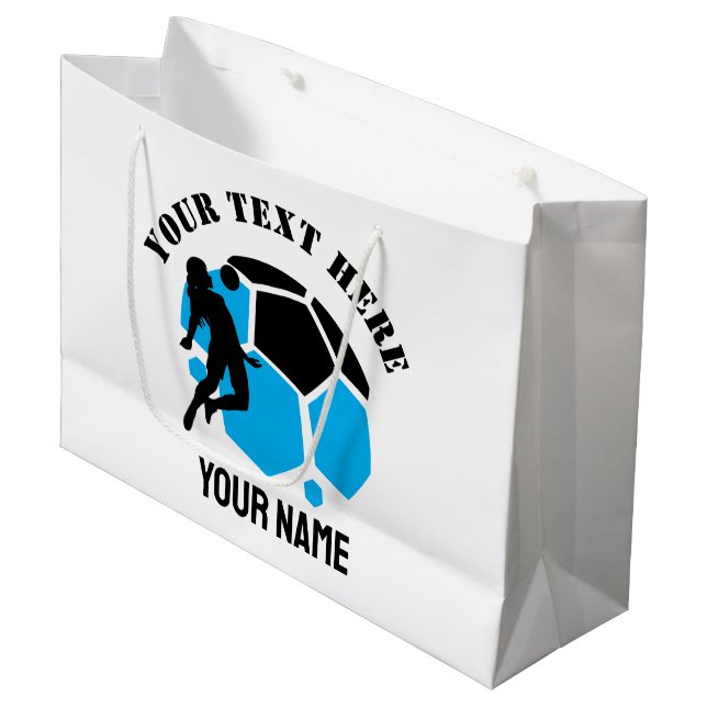 Sacola Para Presentes Grande Custom Football Girl Football Birthday Party (Frente inclinada)