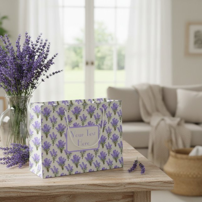 Sacola Para Presentes Grande Custom Large Paper Bag with Lavender Pattern (Criador carregado)