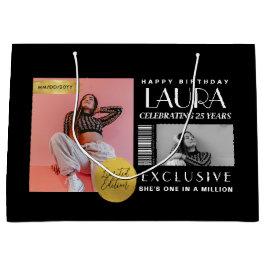 Sacola Para Presentes Grande Custom Magazine Cover Modern Birthday Fashion