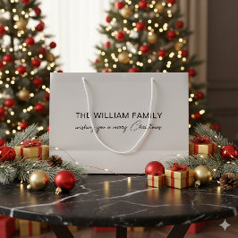 Sacola Para Presentes Grande Custom Text Christmas Silver