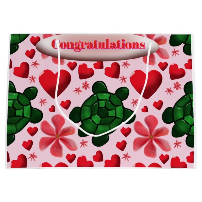 Sacola Para Presentes Grande Custom turtle pattern  wrapping paper (Frente)