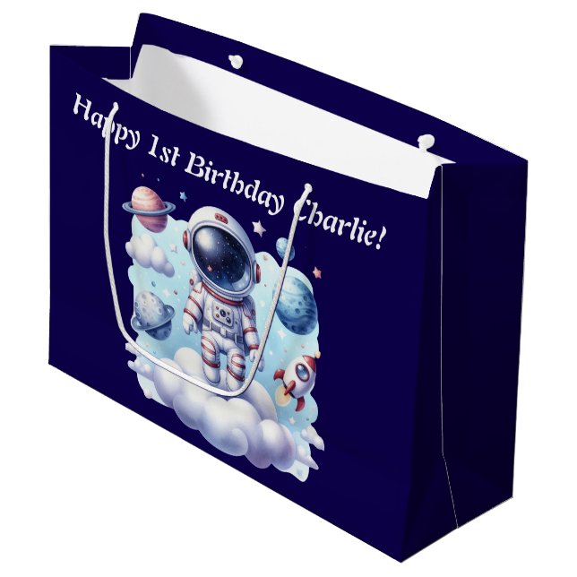 Sacola Para Presentes Grande cute astronaut space Gift Bag (Frente inclinada)