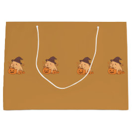 Sacola Para Presentes Grande Cute Capybara with Pumpkin Gift Bag |