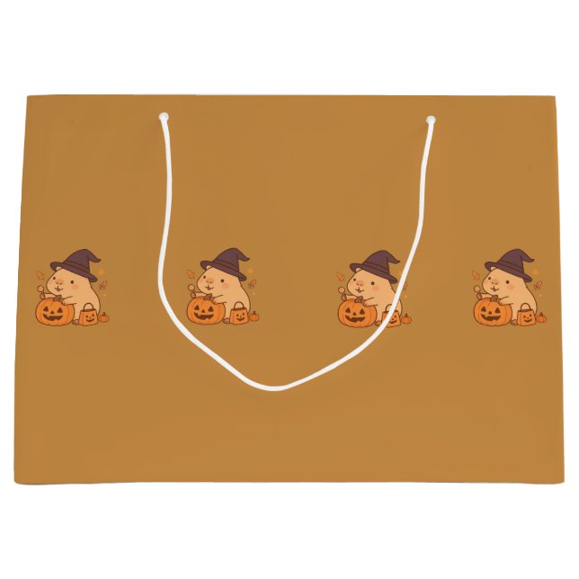 Sacola Para Presentes Grande Cute Capybara with Pumpkin Gift Bag | (Frente)