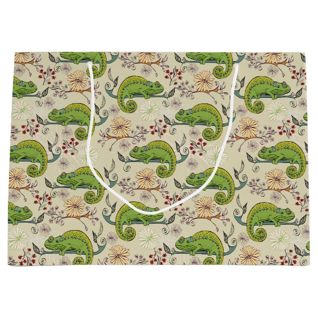 Sacola Para Presentes Grande Cute Chameleon Lizard (Frente)