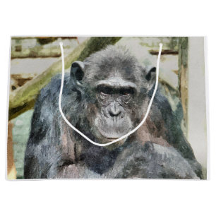 SACOLA PARA PRESENTES GRANDE CUTE CHIMPANZÉ