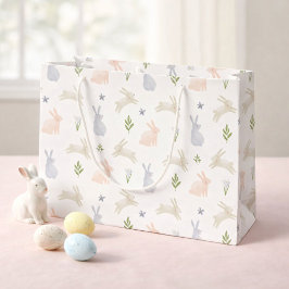 Sacola Para Presentes Grande Cute Coelhinho de Páscoa Primavera Pastel