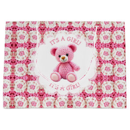 Sacola Para Presentes Grande Cute Crocheted Teddy Bear Girl's Baby Shower
