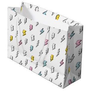 Sacola Para Presentes Grande Cute Doodle Lightning Bolt Pattern