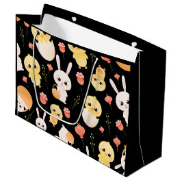 Sacola Para Presentes Grande Cute Easter Chicks & Bunnies Seamless Pattern